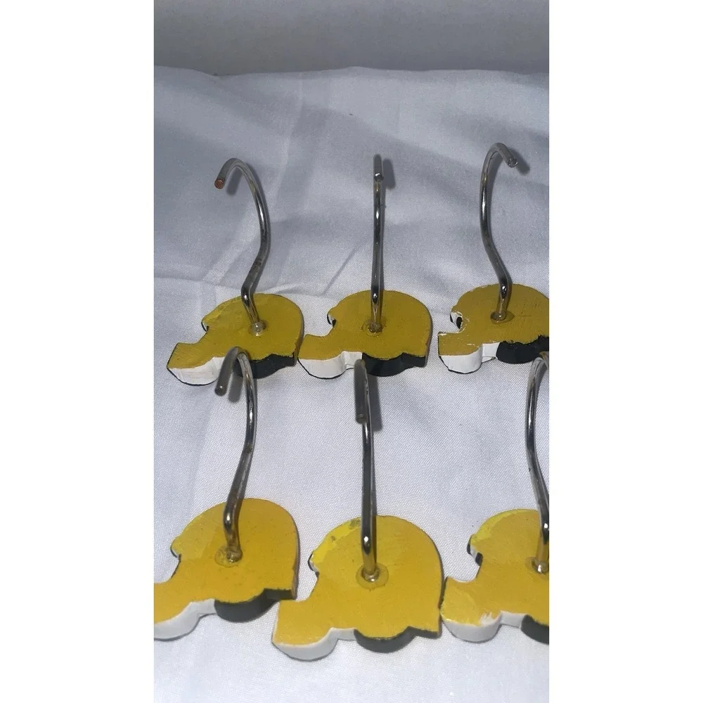 Green Bay Packers NFL Shower Curtain Hooks Set of 10 Yellow Helmet Bathroom